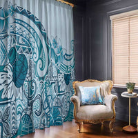 Aloha Hawaii Tapa Window Curtain Cool Turquoise Hawaiian Ipu LT7 - Polynesian Pride