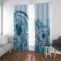 Aloha Hawaii Tapa Window Curtain Cool Turquoise Hawaiian Ipu LT7 With Grommets Turquoise - Polynesian Pride