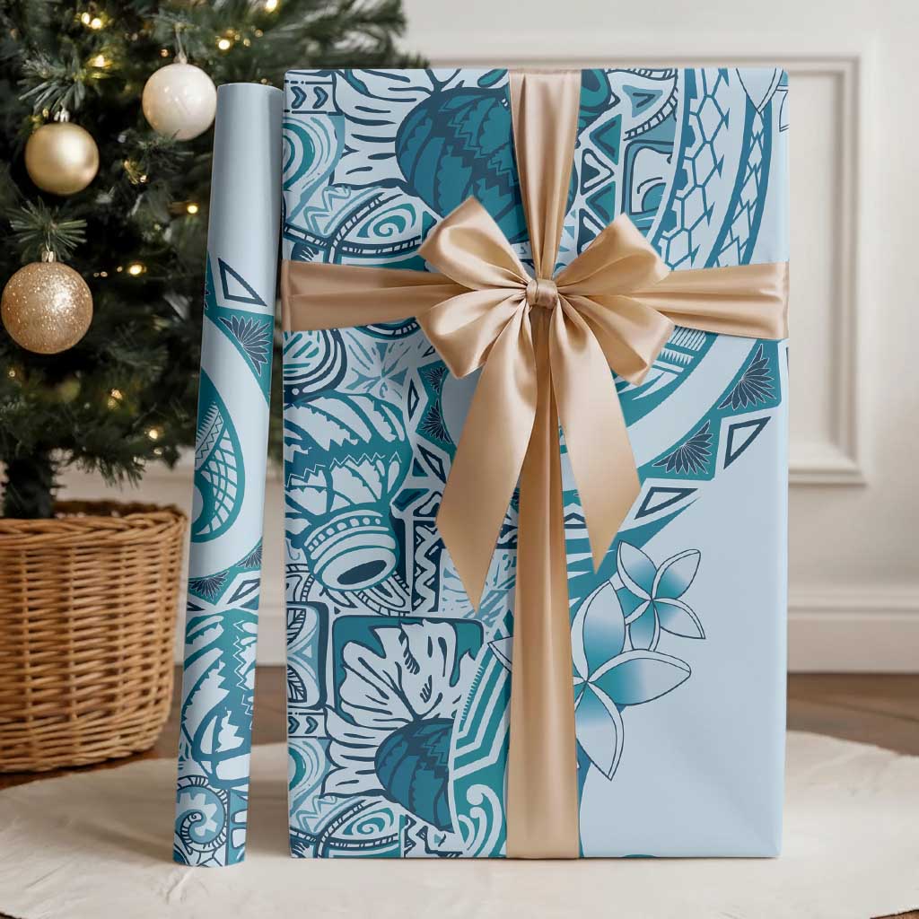 Aloha Hawaii Tapa Wrapping Paper Cool Turquoise Hawaiian Ipu LT7 - Polynesian Pride