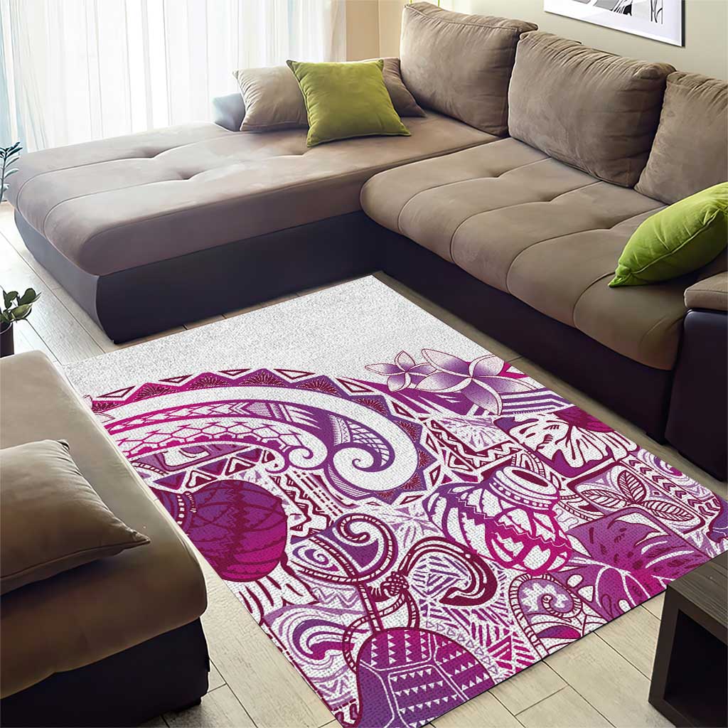 Aloha Hawaii Tapa Area Rug Vibrant Fuchsia Hawaiian Ipu - Polynesian Pride