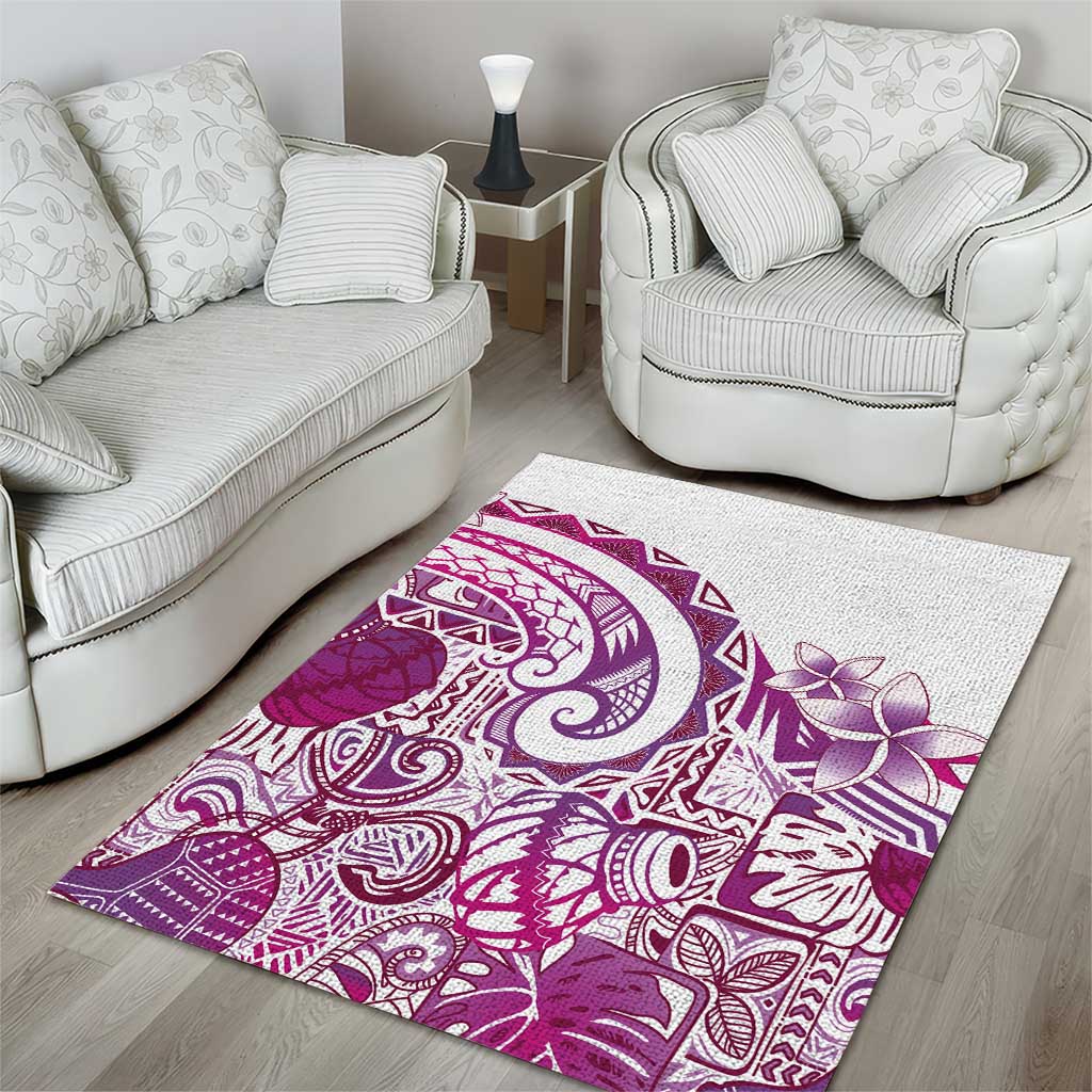 Aloha Hawaii Tapa Area Rug Vibrant Fuchsia Hawaiian Ipu - Polynesian Pride