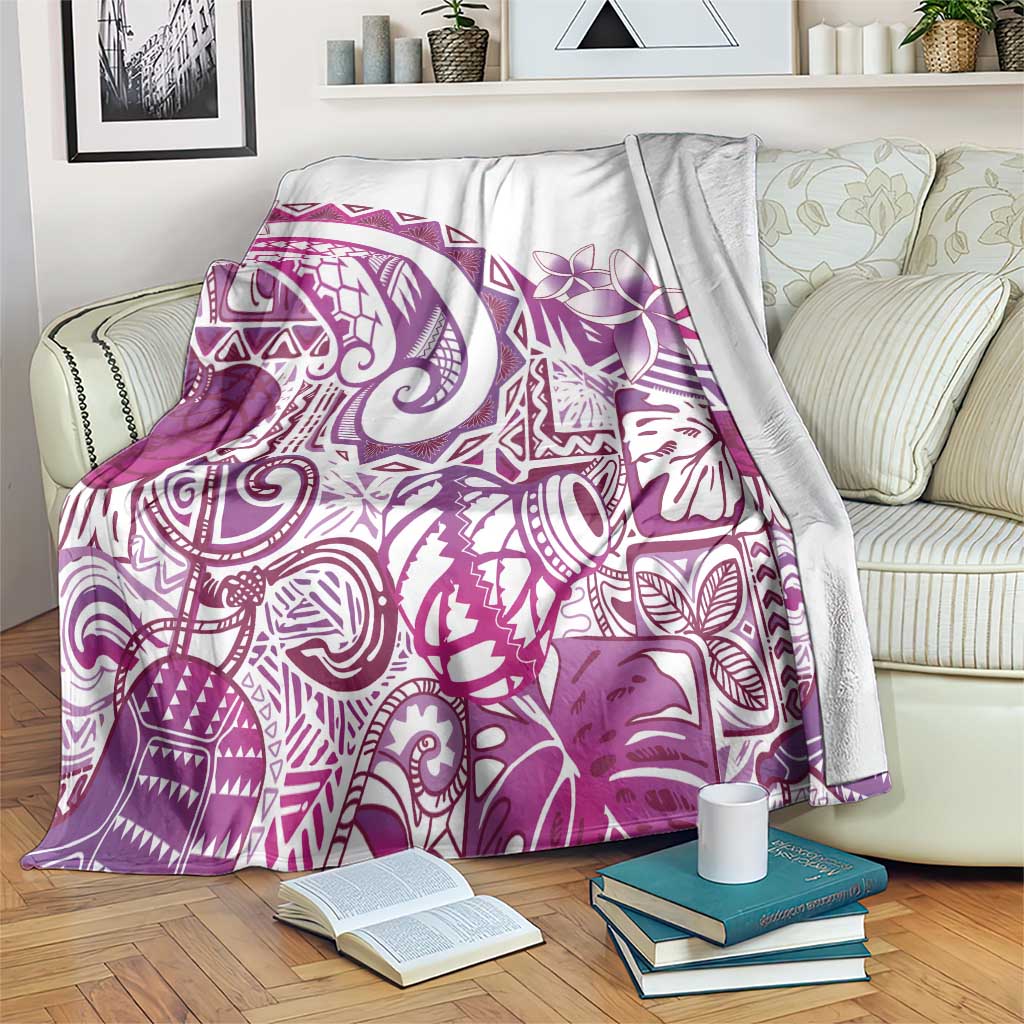 Aloha Hawaii Tapa Blanket Vibrant Fuchsia Hawaiian Ipu - Polynesian Pride