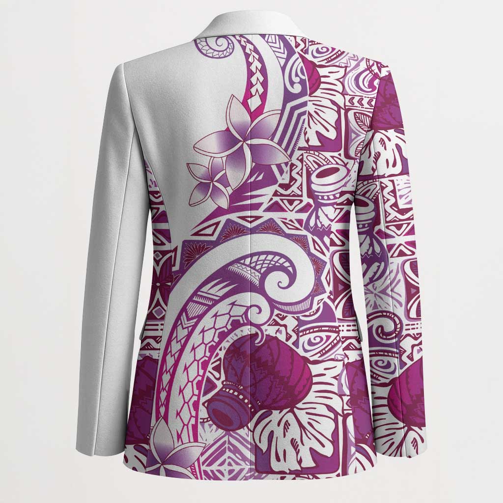 Aloha Hawaii Tapa Blazer Vibrant Fuchsia Hawaiian Ipu LT7 - Polynesian Pride