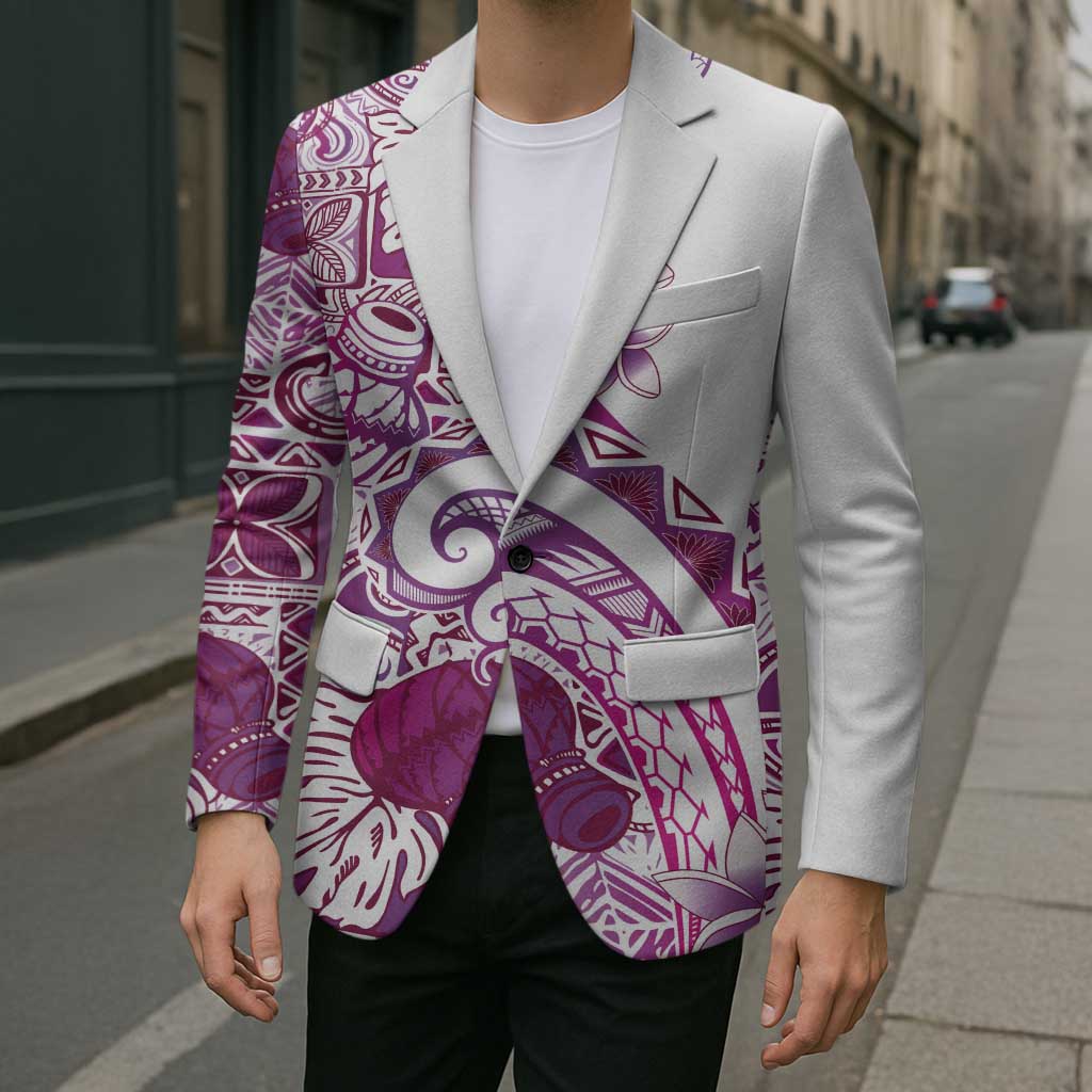 Aloha Hawaii Tapa Blazer Vibrant Fuchsia Hawaiian Ipu LT7 - Polynesian Pride