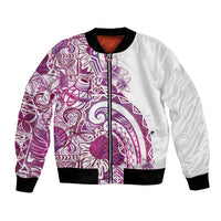 Aloha Hawaii Tapa Bomber Jacket Vibrant Fuchsia Hawaiian Ipu - Polynesian Pride
