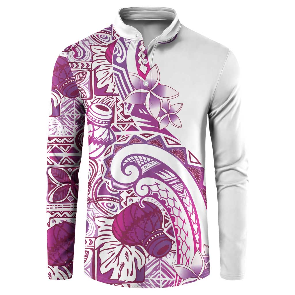 Aloha Hawaii Tapa Button Sweatshirt Vibrant Fuchsia Hawaiian Ipu - Polynesian Pride