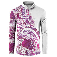 Aloha Hawaii Tapa Button Sweatshirt Vibrant Fuchsia Hawaiian Ipu - Polynesian Pride