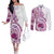 Aloha Hawaii Tapa Couples Matching Off The Shoulder Long Sleeve Dress and Long Sleeve Button Shirt Vibrant Fuchsia Hawaiian Ipu - Polynesian Pride