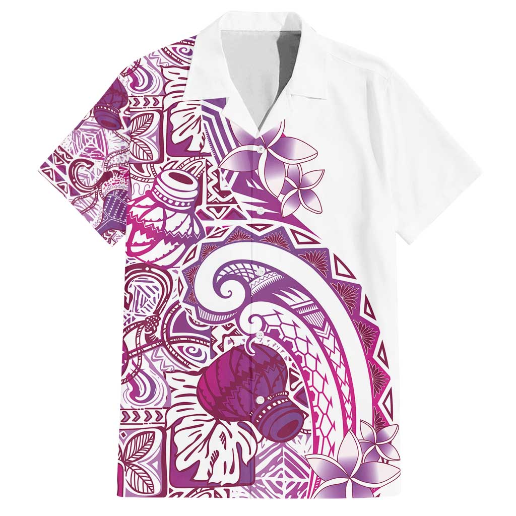 Aloha Hawaii Tapa Family Matching Puletasi and Hawaiian Shirt Vibrant Fuchsia Hawaiian Ipu - Polynesian Pride