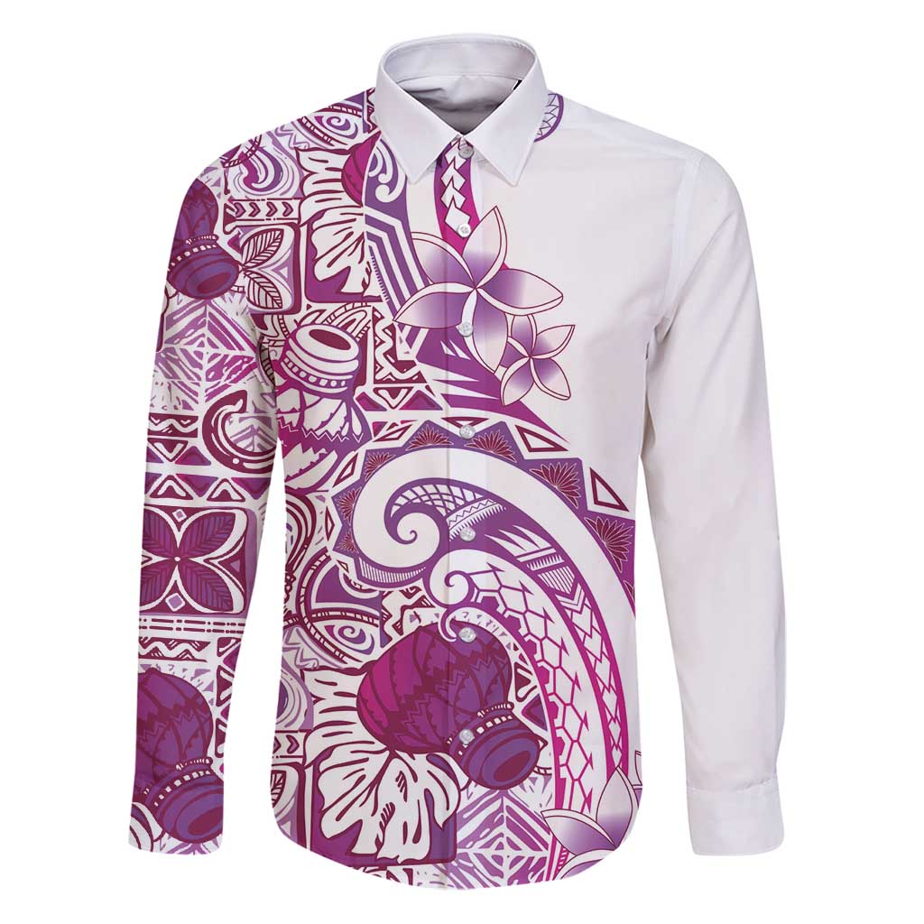 Aloha Hawaii Tapa Family Matching Puletasi and Hawaiian Shirt Vibrant Fuchsia Hawaiian Ipu - Polynesian Pride