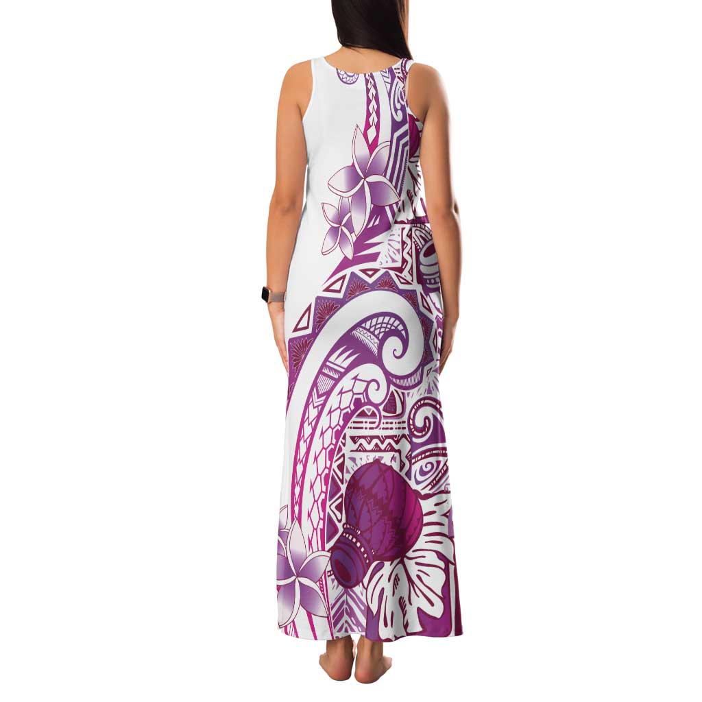 Aloha Hawaii Tapa Family Matching Tank Maxi Dress and Hawaiian Shirt Vibrant Fuchsia Hawaiian Ipu - Polynesian Pride