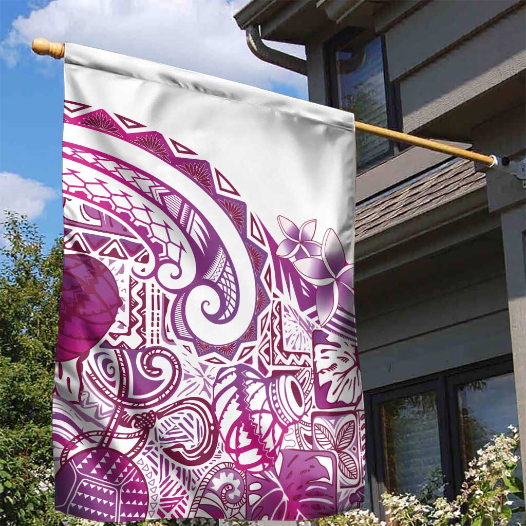 Aloha Hawaii Tapa Garden Flag Vibrant Fuchsia Hawaiian Ipu - Polynesian Pride