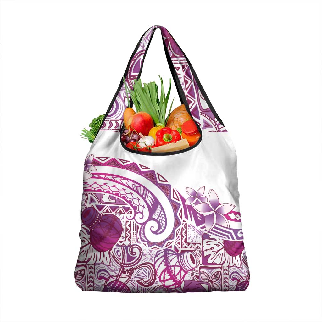 Aloha Hawaii Tapa Grocery Bag Vibrant Fuchsia Hawaiian Ipu - Polynesian Pride