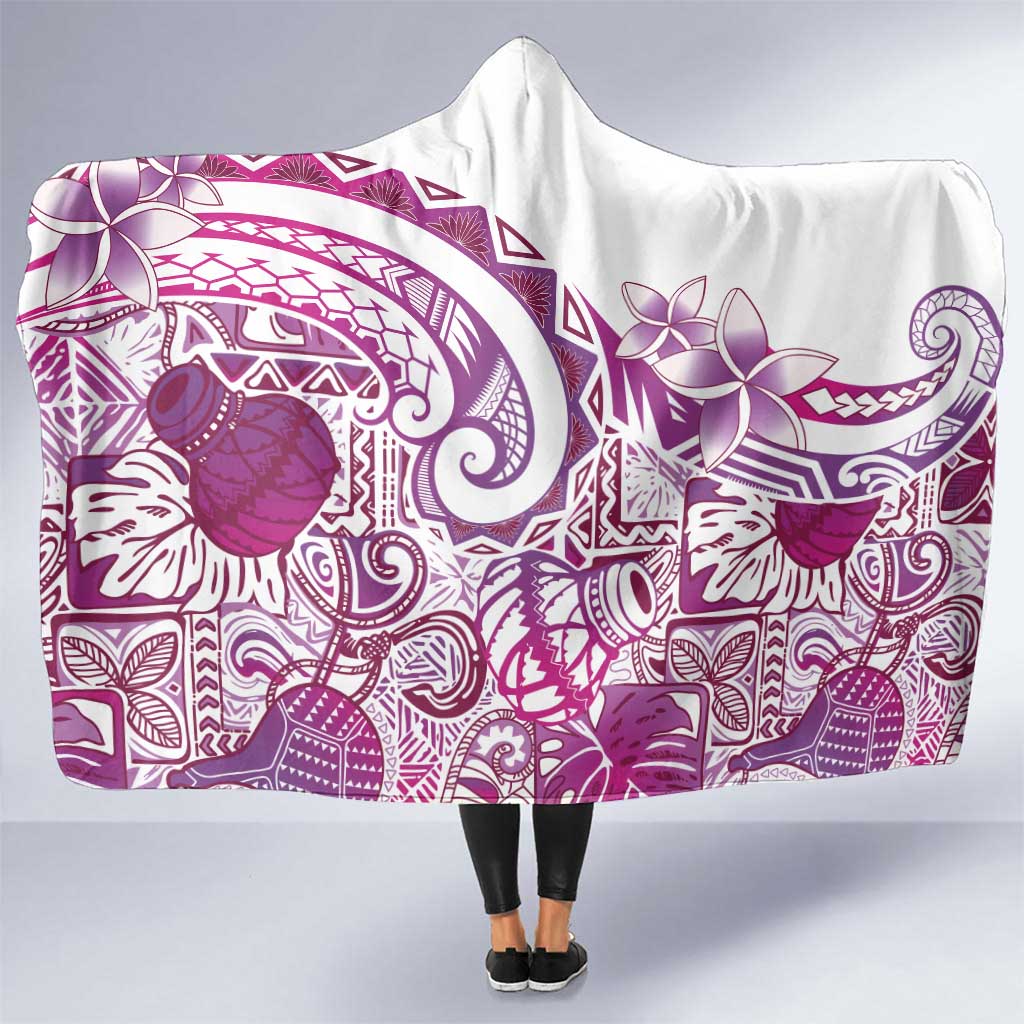 Aloha Hawaii Tapa Hooded Blanket Vibrant Fuchsia Hawaiian Ipu - Polynesian Pride