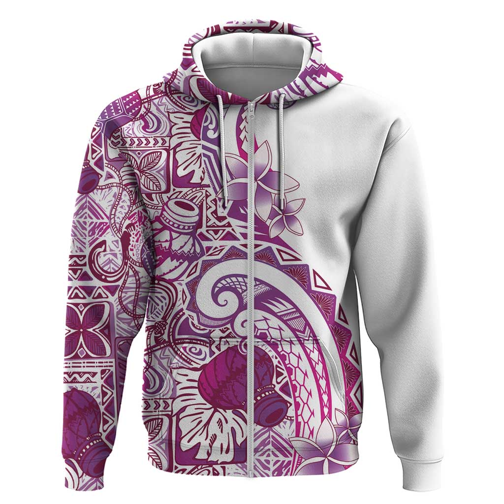 Aloha Hawaii Tapa Hoodie Vibrant Fuchsia Hawaiian Ipu - Polynesian Pride