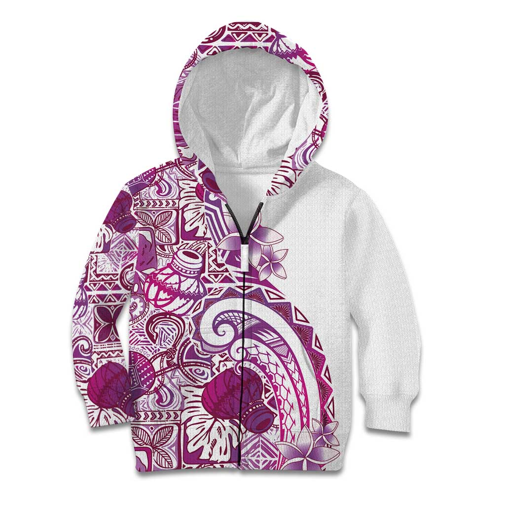 Aloha Hawaii Tapa Kid Hoodie Vibrant Fuchsia Hawaiian Ipu - Polynesian Pride