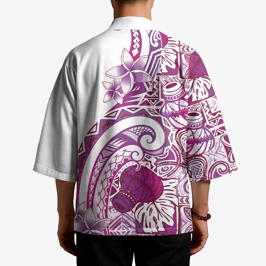 Aloha Hawaii Tapa Kimono Vibrant Fuchsia Hawaiian Ipu - Polynesian Pride