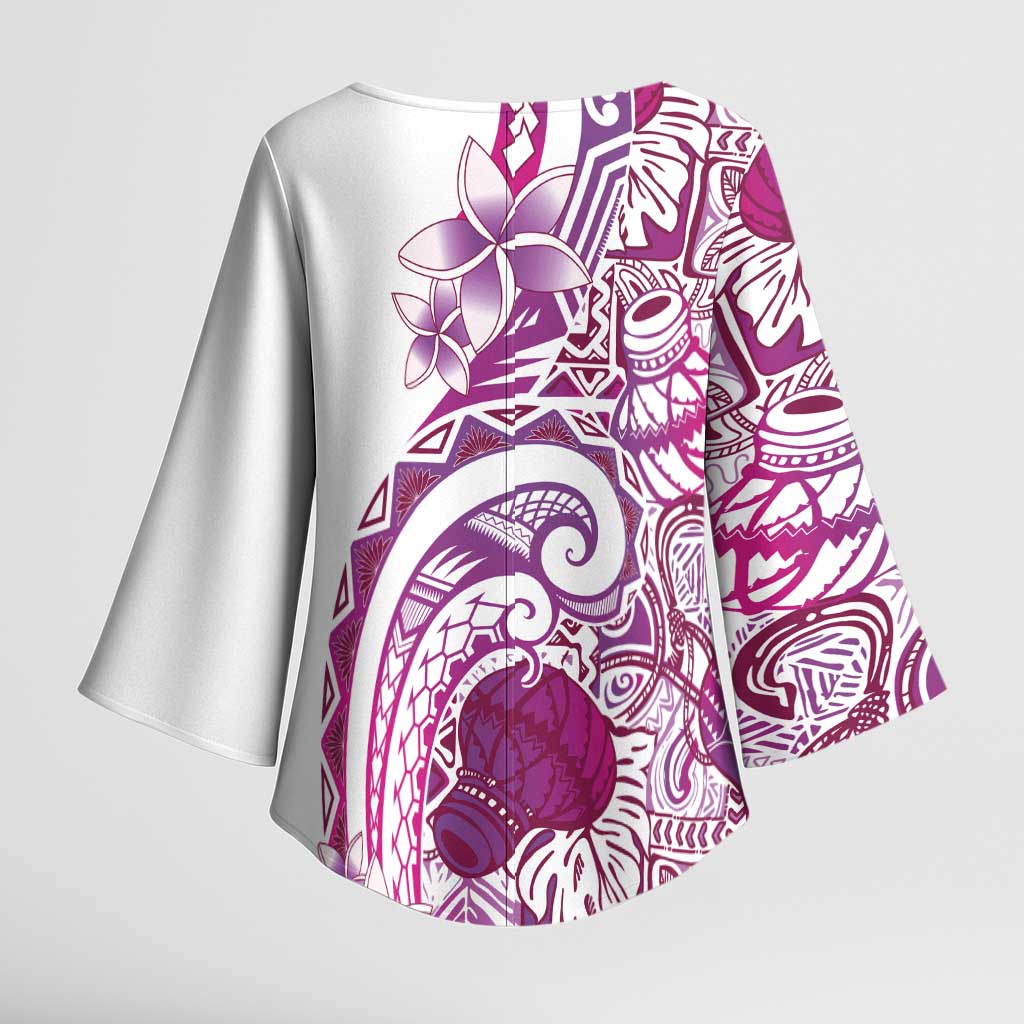 Aloha Hawaii Tapa Kimono Sleeve Blouse Vibrant Fuchsia Hawaiian Ipu - Polynesian Pride