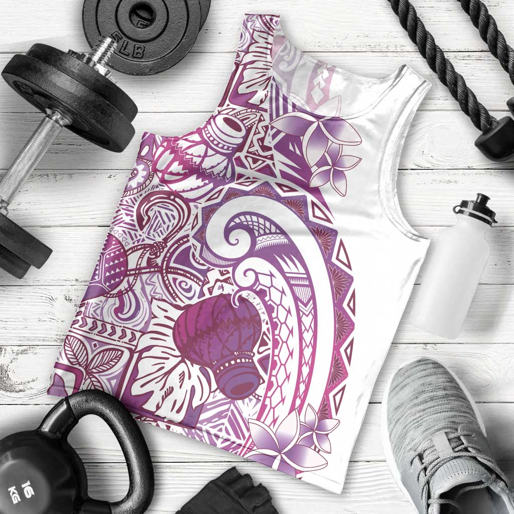 Aloha Hawaii Tapa Men Tank Top Vibrant Fuchsia Hawaiian Ipu - Polynesian Pride