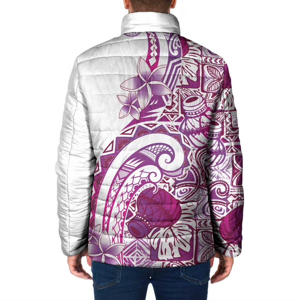 Aloha Hawaii Tapa Padded Jacket Vibrant Fuchsia Hawaiian Ipu - Polynesian Pride