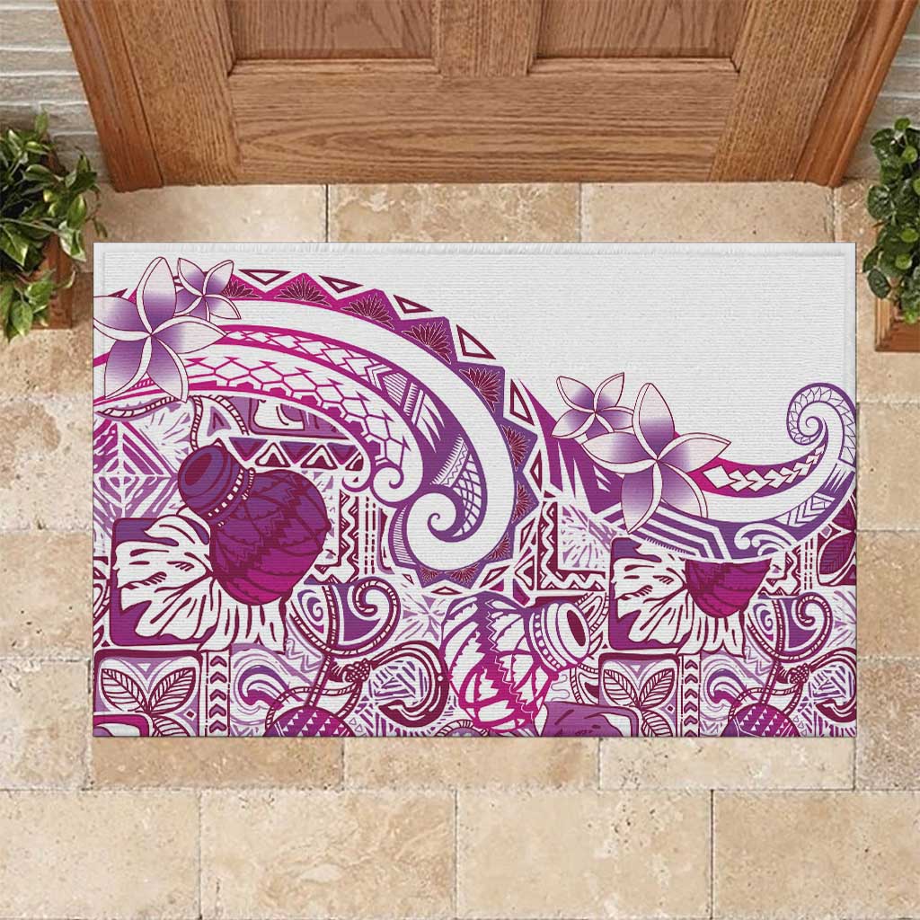 Aloha Hawaii Tapa Rubber Doormat Vibrant Fuchsia Hawaiian Ipu - Polynesian Pride