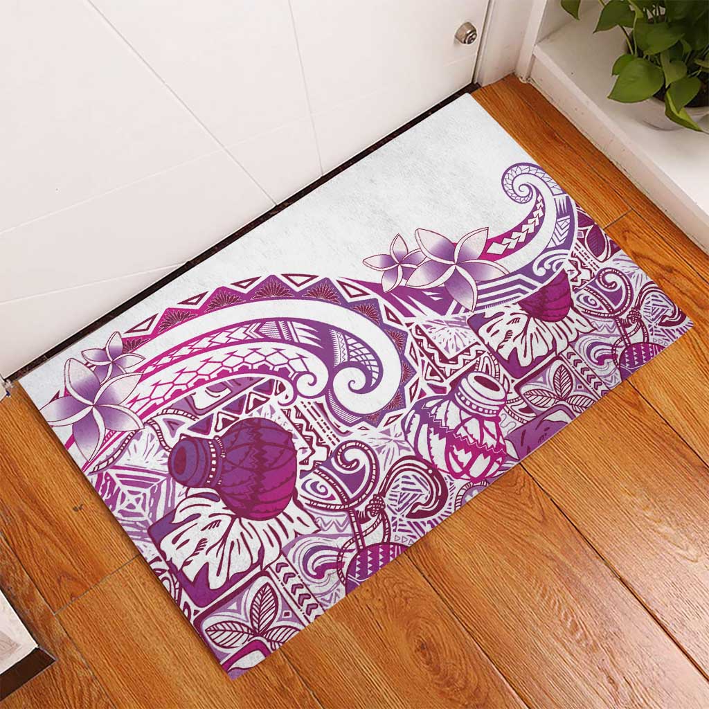 Aloha Hawaii Tapa Rubber Doormat Vibrant Fuchsia Hawaiian Ipu - Polynesian Pride