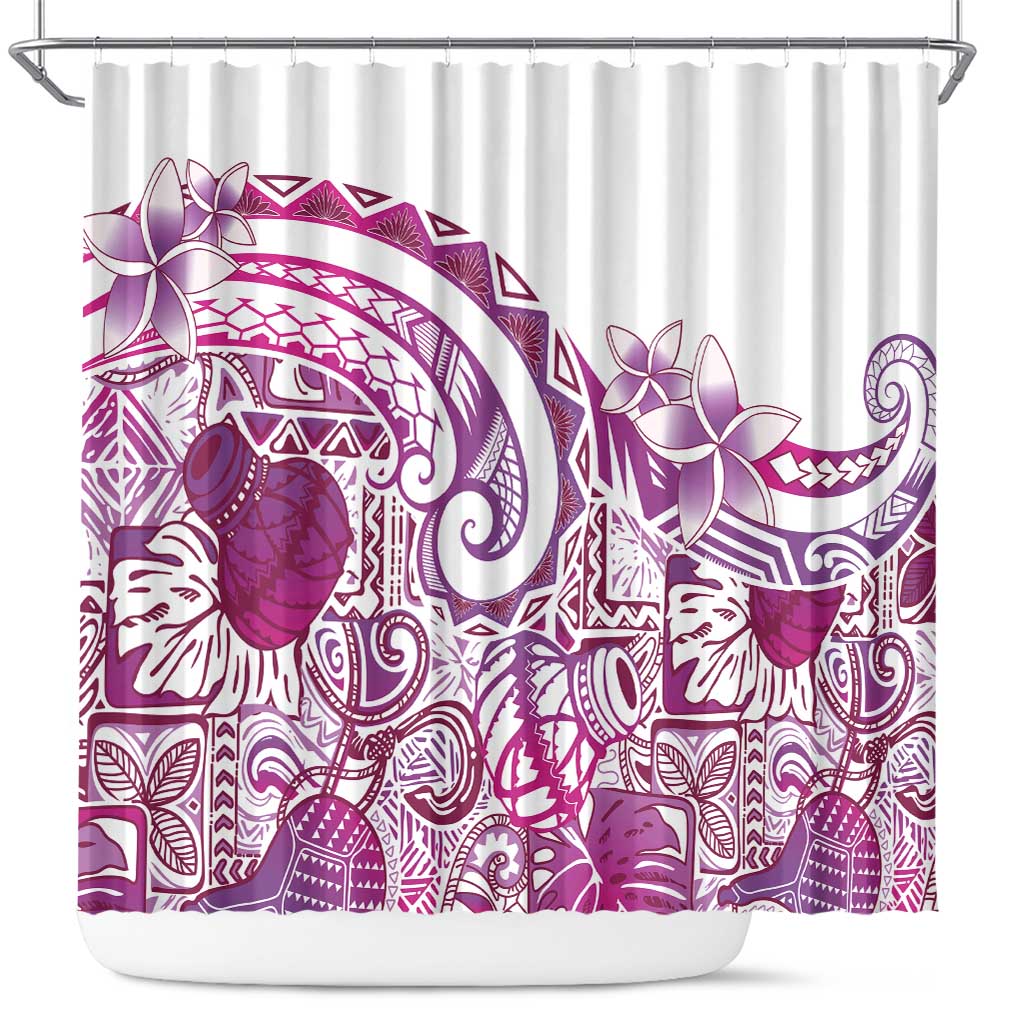 Aloha Hawaii Tapa Shower Curtain Vibrant Fuchsia Hawaiian Ipu - Polynesian Pride