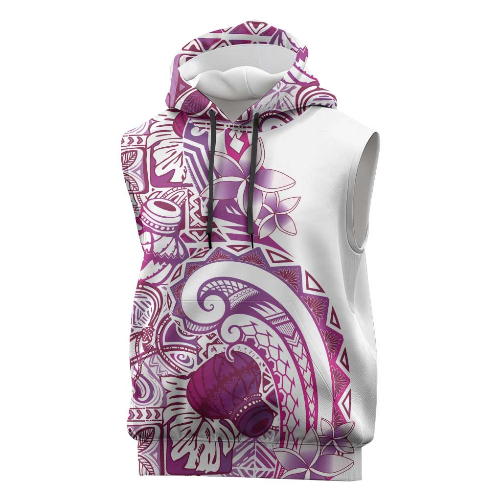 Aloha Hawaii Tapa Sleeveless Hoodie Vibrant Fuchsia Hawaiian Ipu - Polynesian Pride