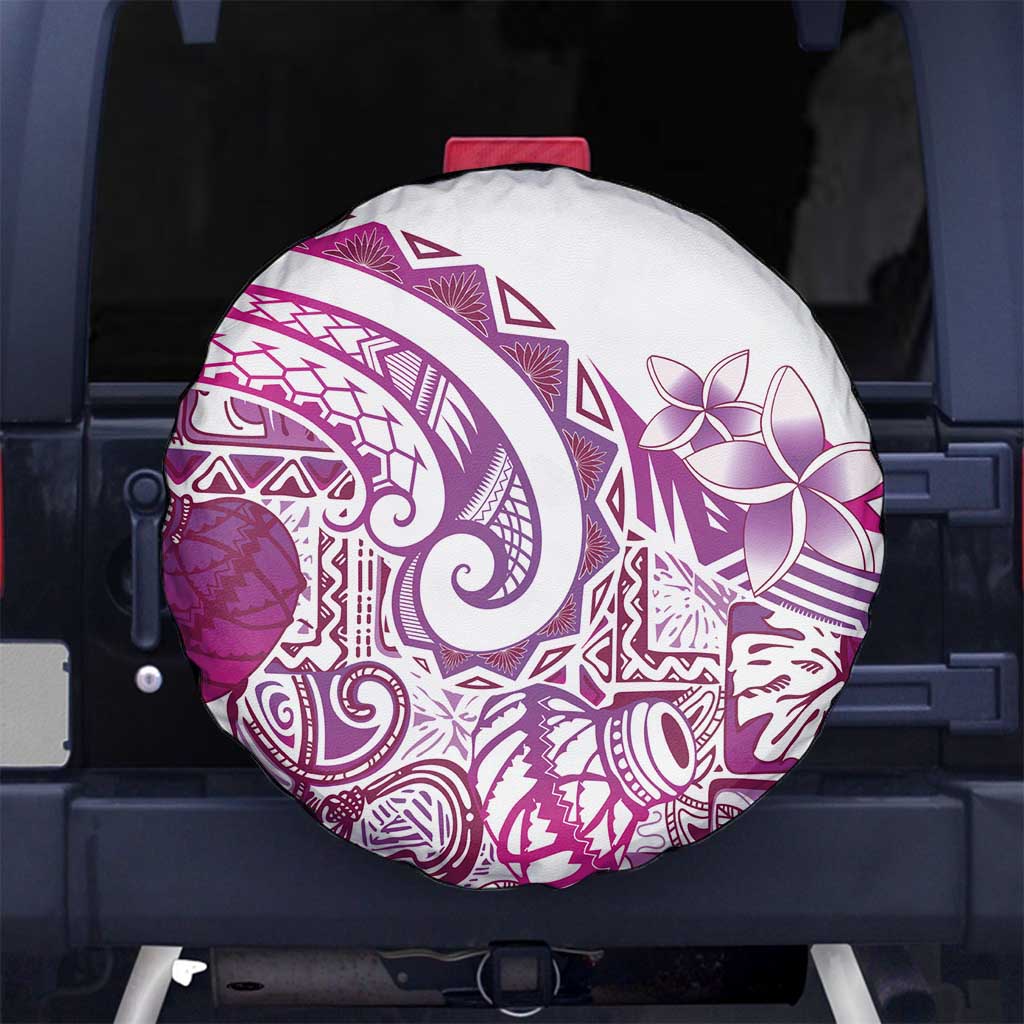 Aloha Hawaii Tapa Spare Tire Cover Vibrant Fuchsia Hawaiian Ipu - Polynesian Pride