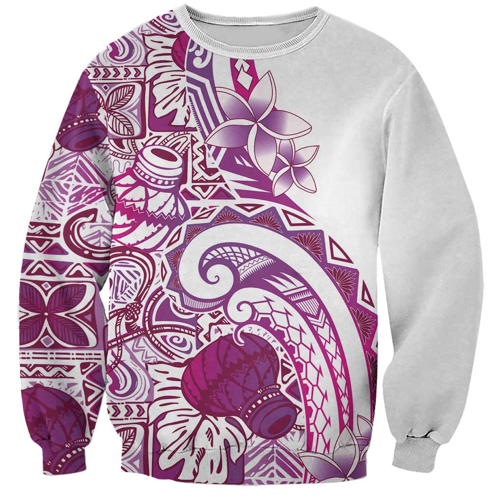 Aloha Hawaii Tapa Sweatshirt Vibrant Fuchsia Hawaiian Ipu - Polynesian Pride