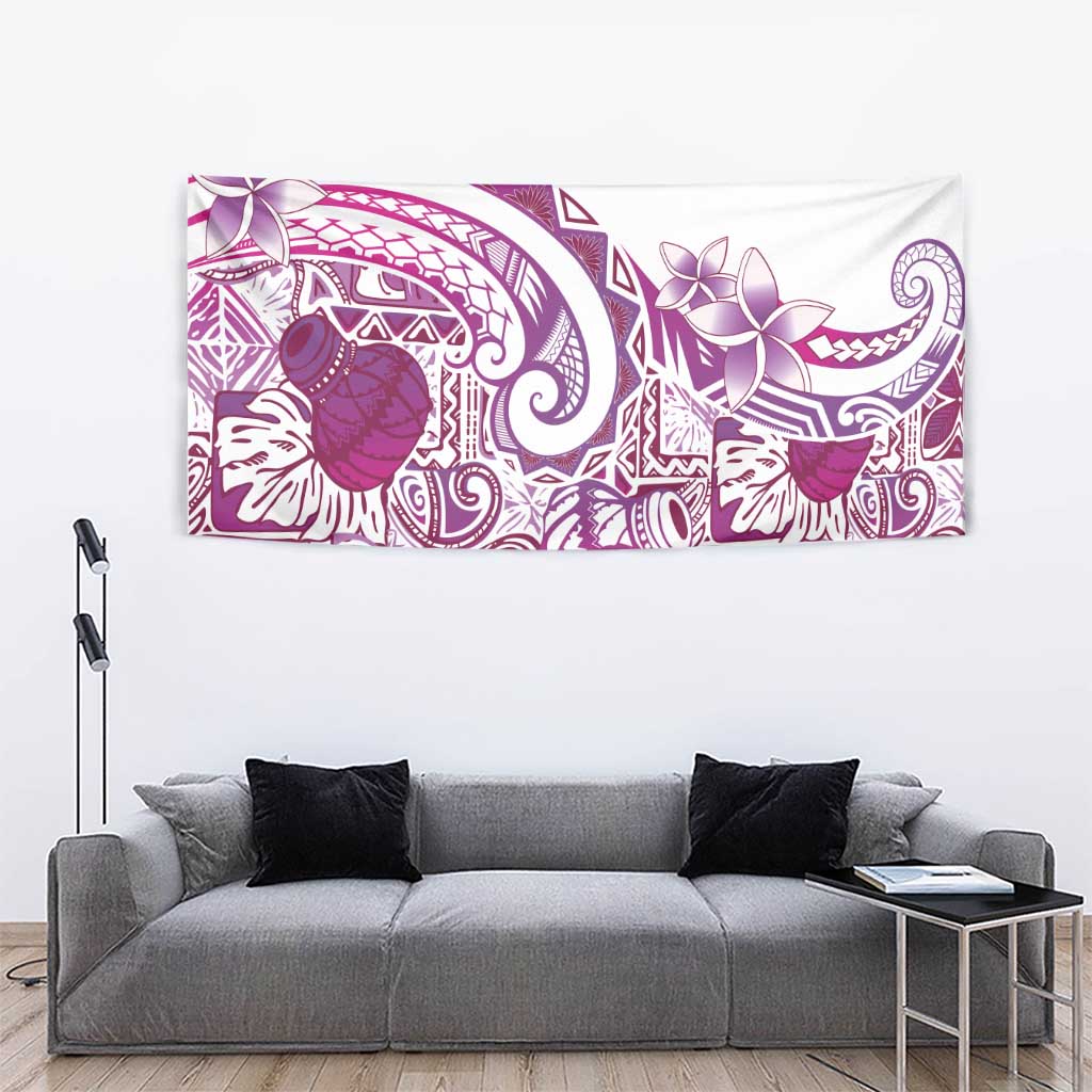 Aloha Hawaii Tapa Tapestry Vibrant Fuchsia Hawaiian Ipu - Polynesian Pride