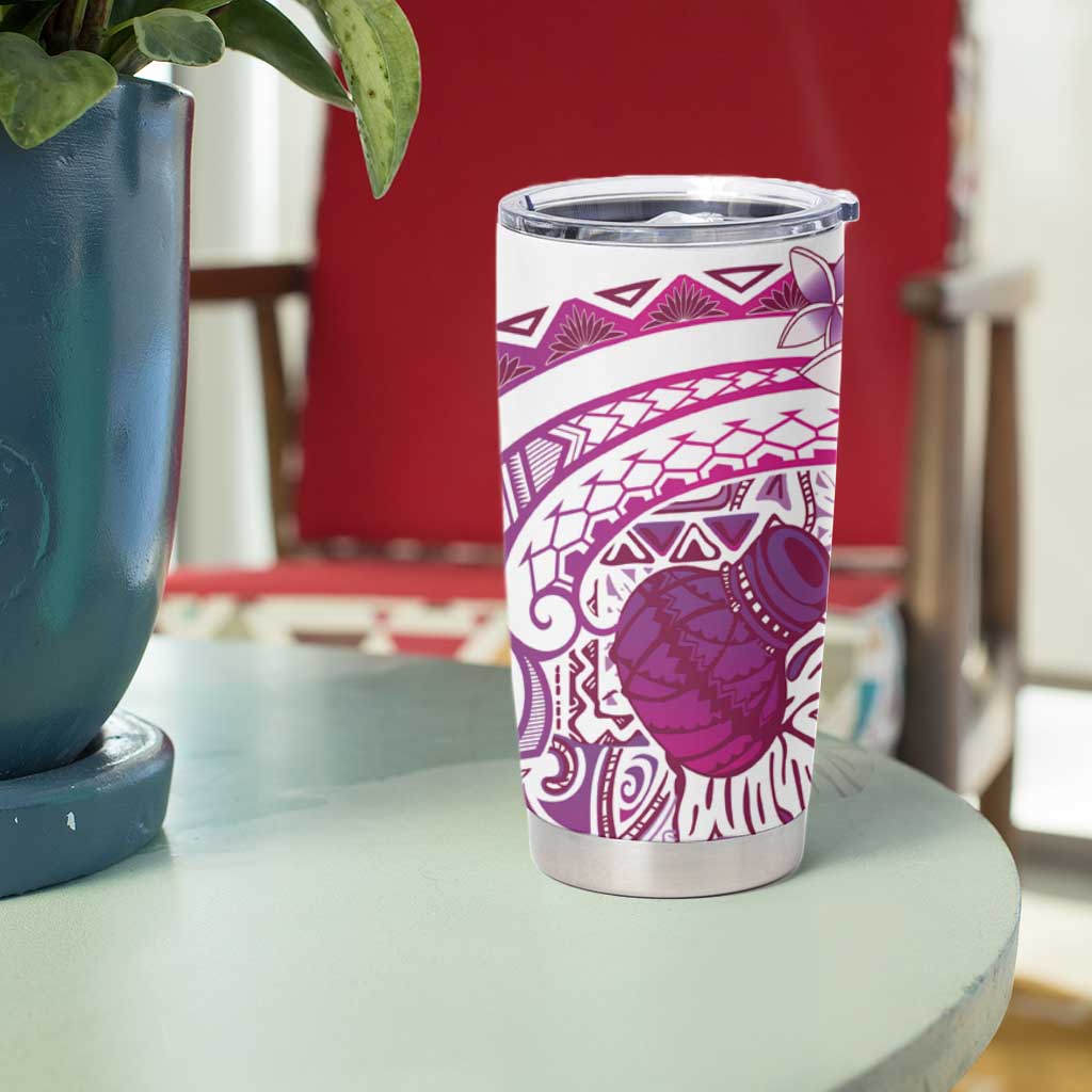 Aloha Hawaii Tapa Tumbler Cup Vibrant Fuchsia Hawaiian Ipu - Polynesian Pride