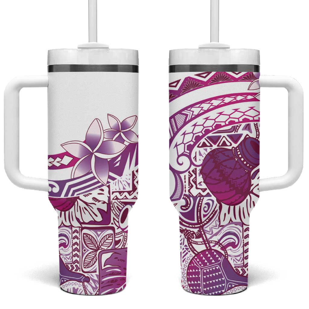 Aloha Hawaii Tapa Tumbler With Handle Vibrant Fuchsia Hawaiian Ipu - Polynesian Pride