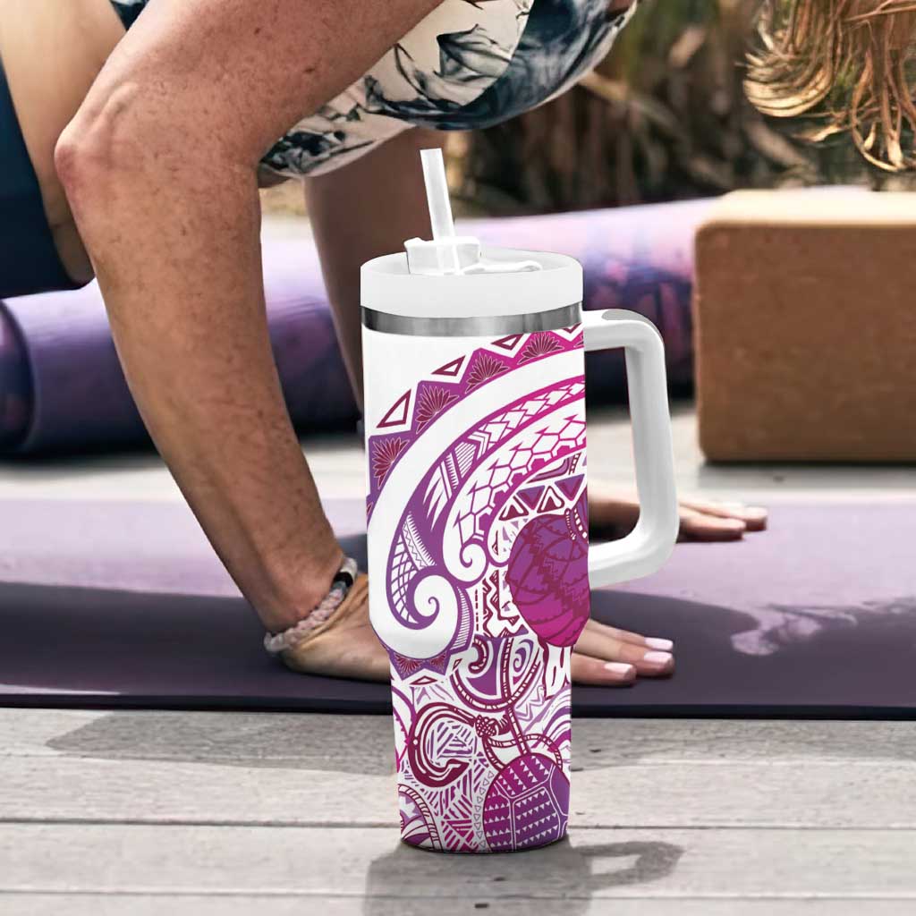 Aloha Hawaii Tapa Tumbler With Handle Vibrant Fuchsia Hawaiian Ipu - Polynesian Pride