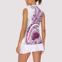 Aloha Hawaii Tapa Women Sleeveless Polo Shirt Vibrant Fuchsia Hawaiian Ipu - Polynesian Pride