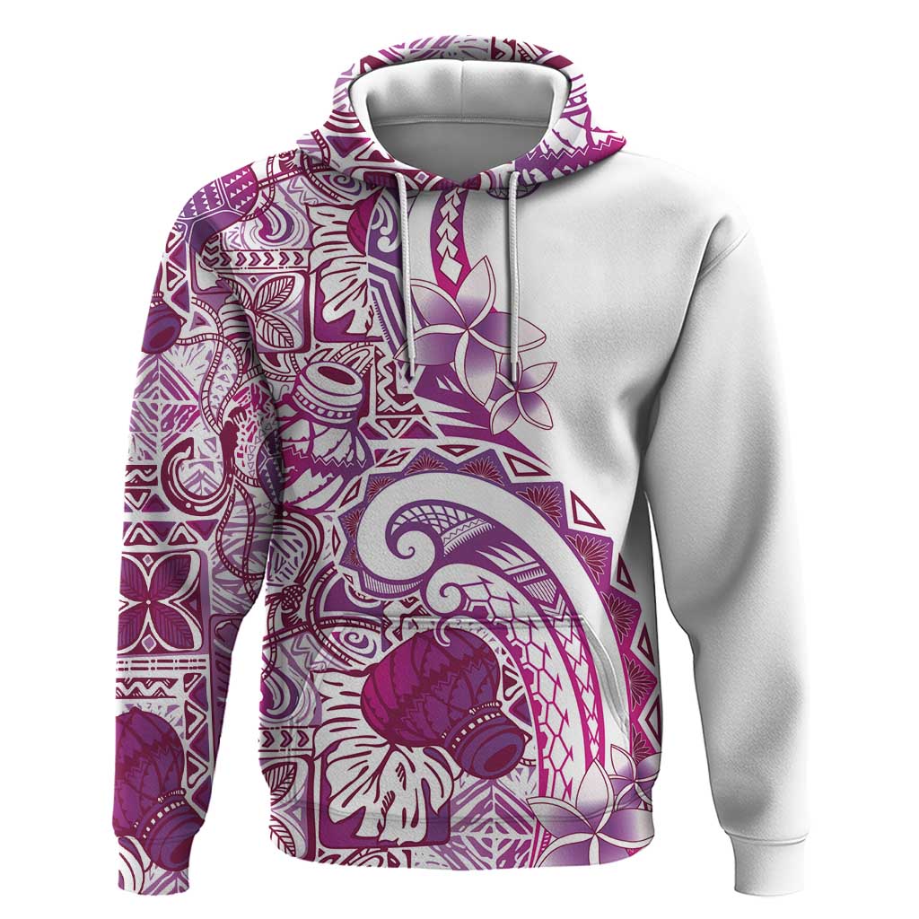 Aloha Hawaii Tapa Zip Hoodie Vibrant Fuchsia Hawaiian Ipu - Polynesian Pride