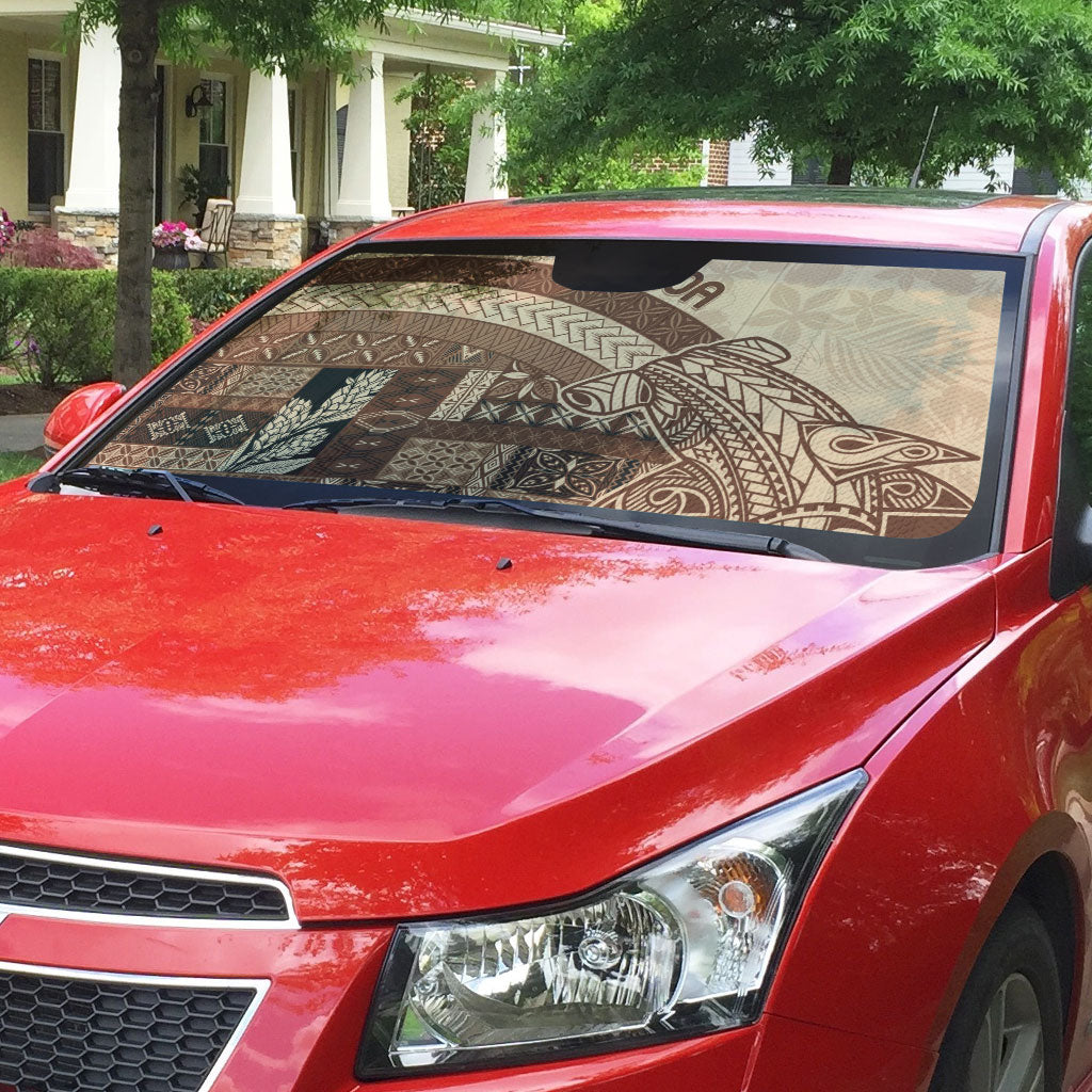 Samoa Mamanu Siapo Mocha Auto Sun Shade Tatau Malie
