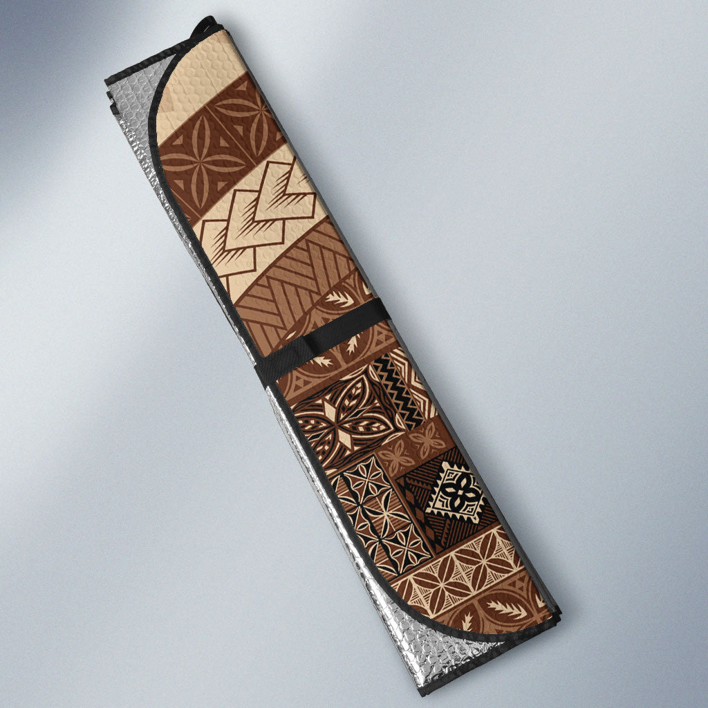Samoa Mamanu Siapo Mocha Auto Sun Shade Tatau Malie