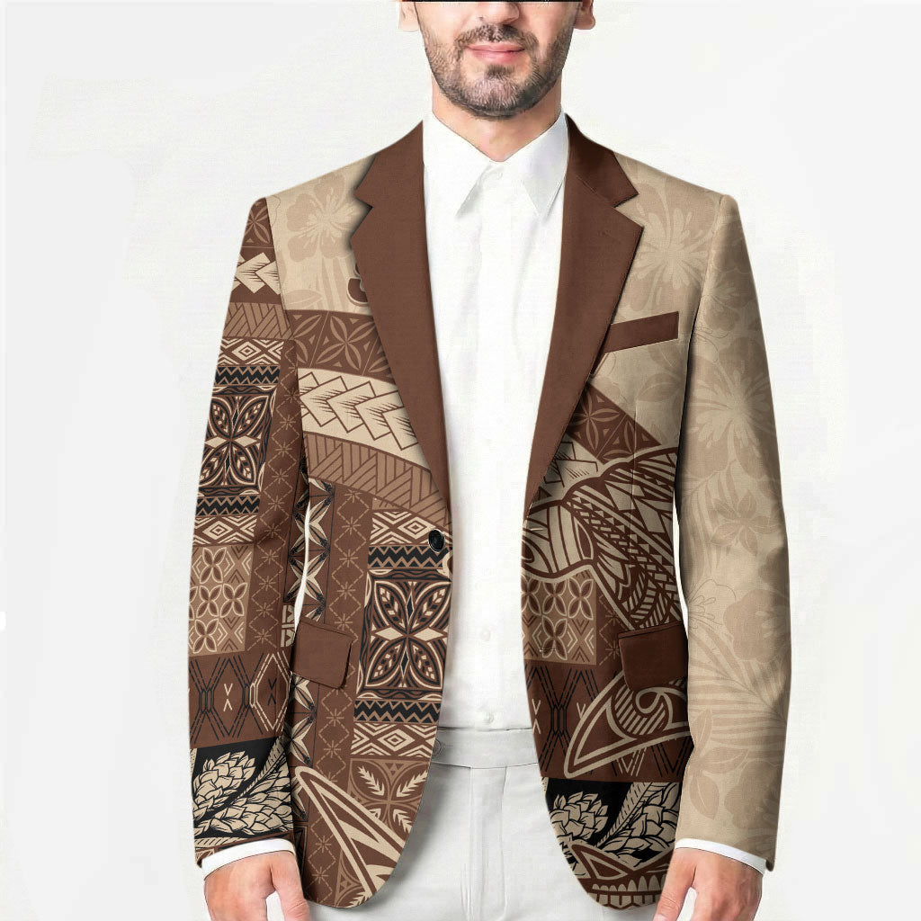 Samoa Mamanu Siapo Mocha Blazer Tatau Malie