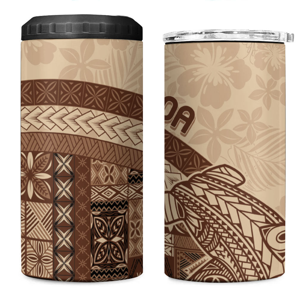 Samoa Mamanu Siapo Mocha 4 in 1 Can Cooler Tumbler Tatau Malie
