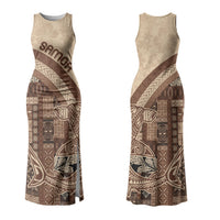 Samoa Mamanu Siapo Mocha Couples Matching Tank Maxi Dress and Hawaiian Shirt Tatau Malie