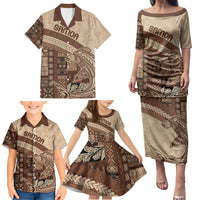Samoa Mamanu Siapo Mocha Family Matching Puletasi and Hawaiian Shirt Tatau Malie