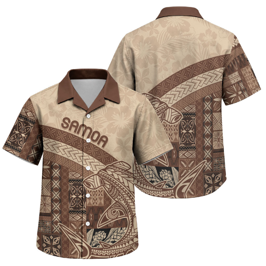 Samoa Mamanu Siapo Mocha Family Matching Short Sleeve Bodycon Dress and Hawaiian Shirt Tatau Malie