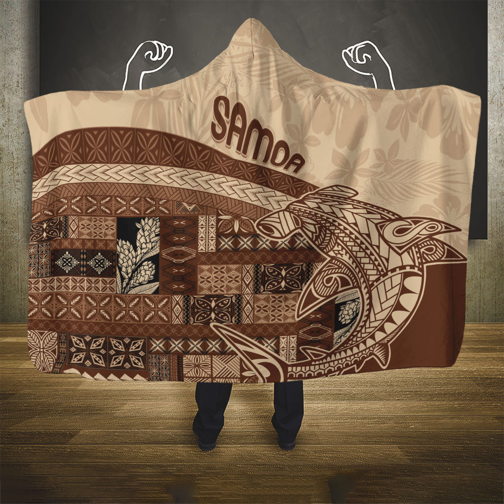Samoa Mamanu Siapo Mocha Hooded Blanket Tatau Malie