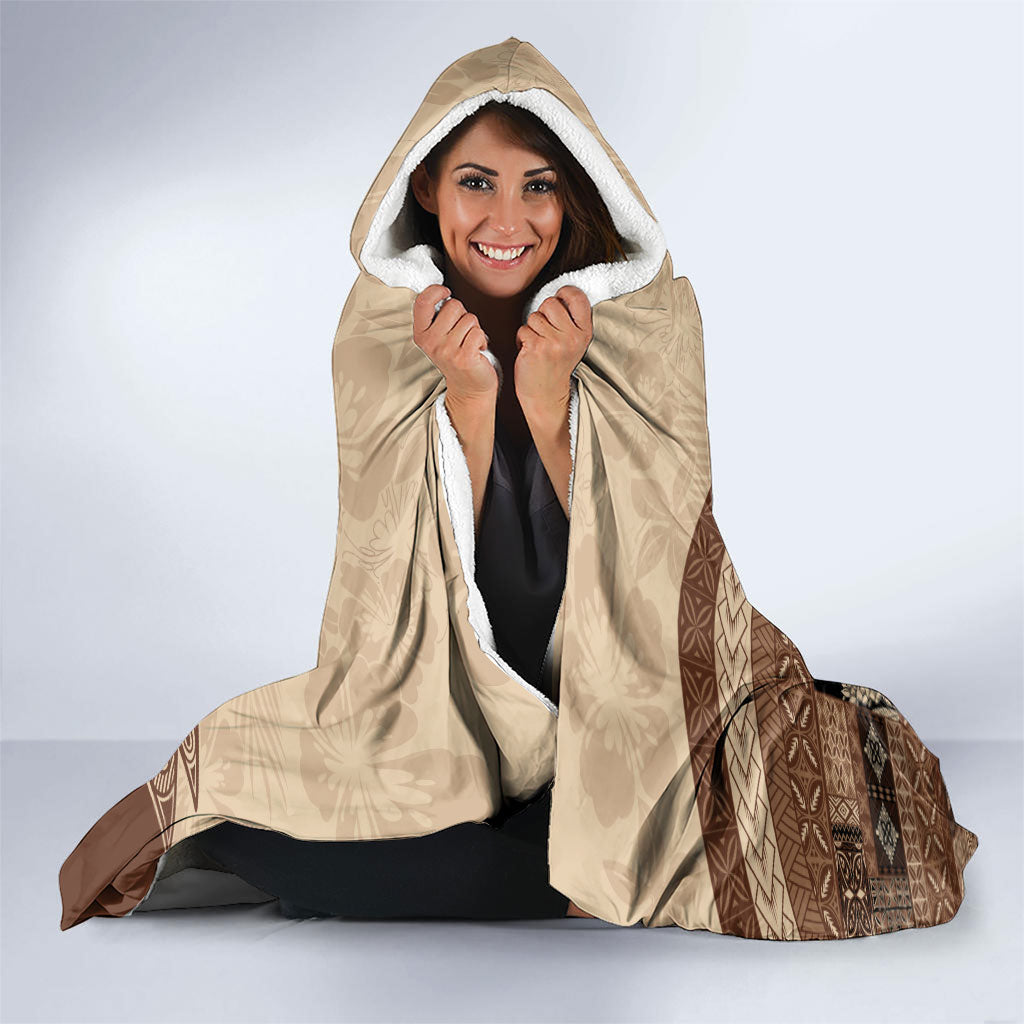 Samoa Mamanu Siapo Mocha Hooded Blanket Tatau Malie