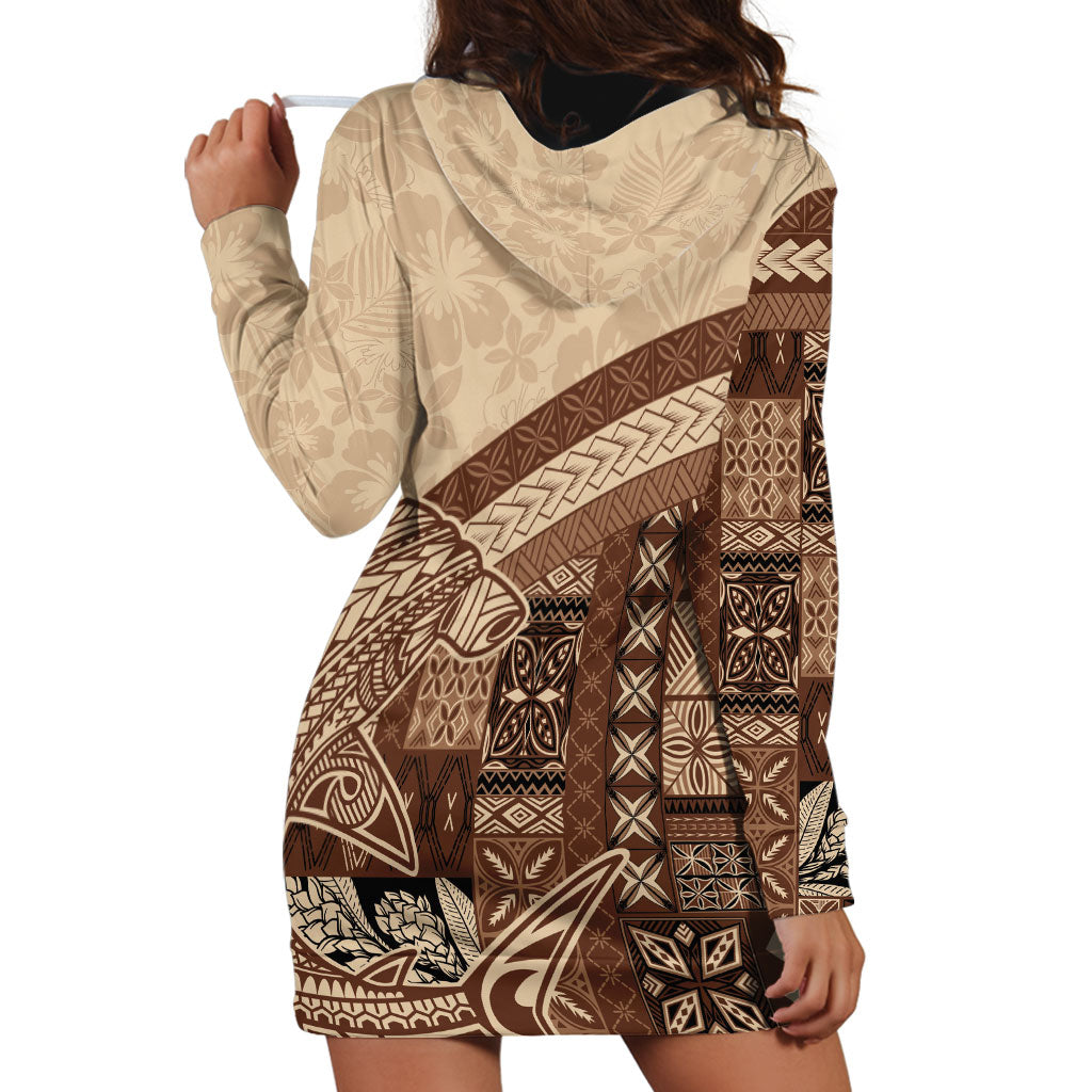 Samoa Mamanu Siapo Mocha Hoodie Dress Tatau Malie