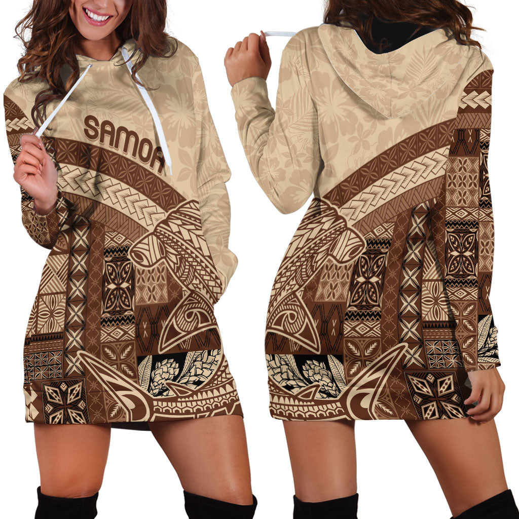 Samoa Mamanu Siapo Mocha Hoodie Dress Tatau Malie