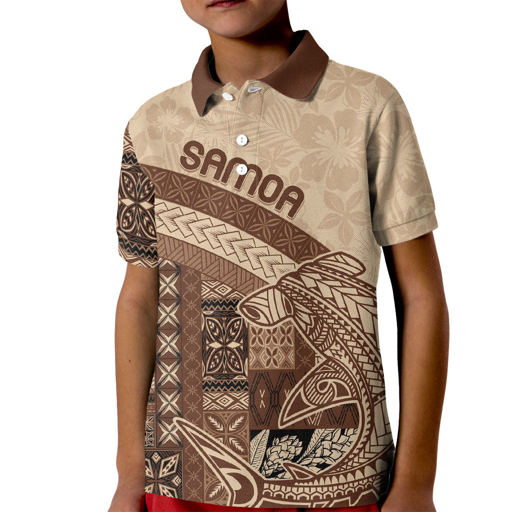 Samoa Mamanu Siapo Mocha Kid Polo Shirt Tatau Malie