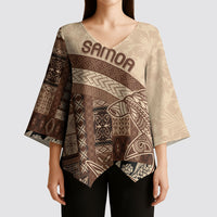 Samoa Mamanu Siapo Mocha Kimono Sleeve Blouse Tatau Malie