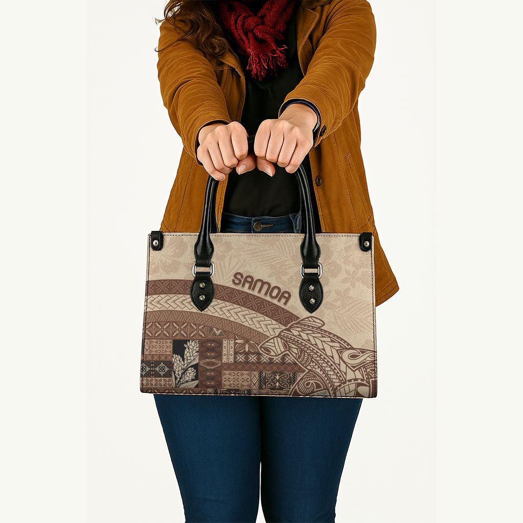 Samoa Mamanu Siapo Mocha Leather Bag Tatau Malie